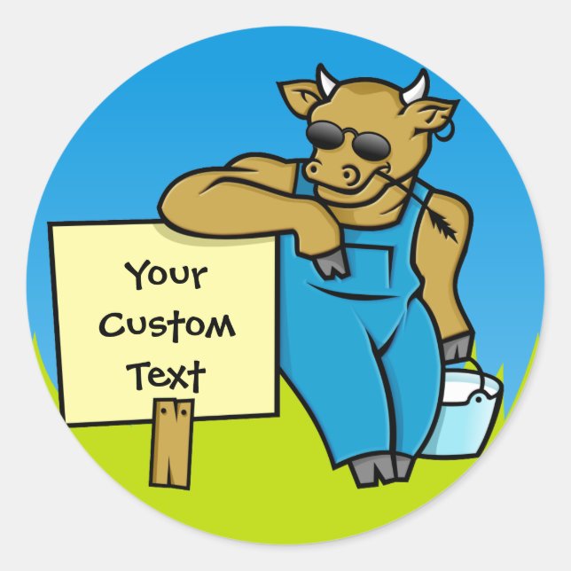 Sticker Rond Vache avec signe (Devant)