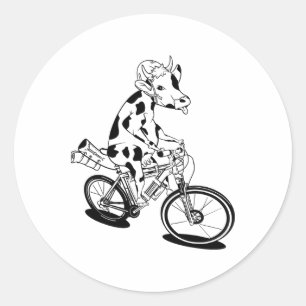 Sticker Rond Vache Bikepacking Vélo de Montagne Vache Bikepacki