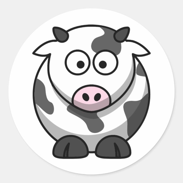 Sticker Rond Vache blanche et vache noire (Devant)