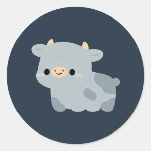 Sticker Rond Vache Blue Belge