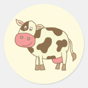 Sticker Rond Vache Brown à bande dessinée