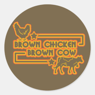 Sticker Rond Vache Brown à brun de poulet