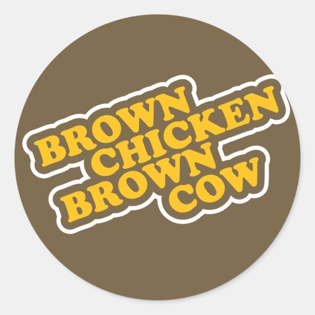 Sticker Rond Vache Brown à brun de poulet (Devant)