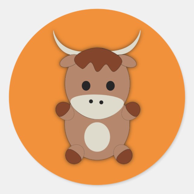 Sticker Rond Vache Brown mignonne (Devant)