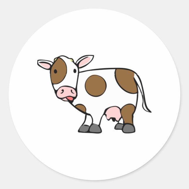 Sticker Rond Vache caricaturale (Devant)