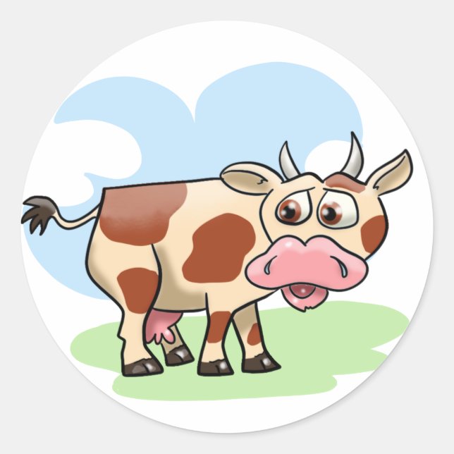 Sticker Rond Vache caricaturale (Devant)