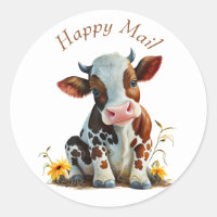 Vache Cute Brown et blanche