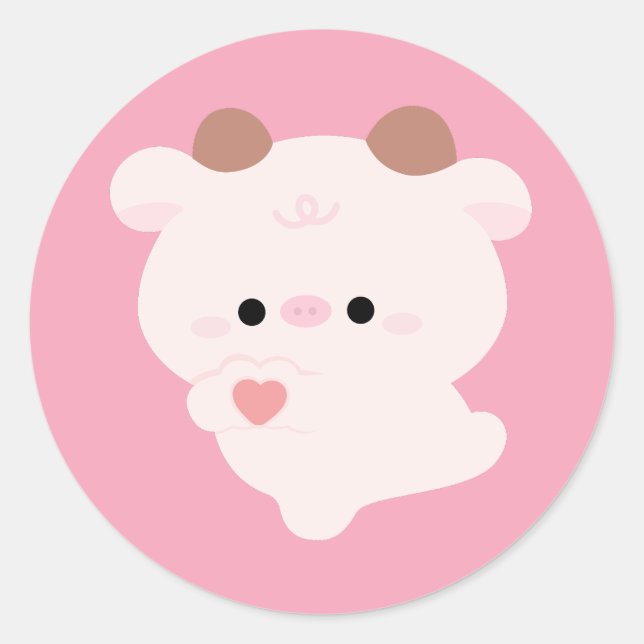 Sticker Rond Vache d'amour mignonne (Devant)