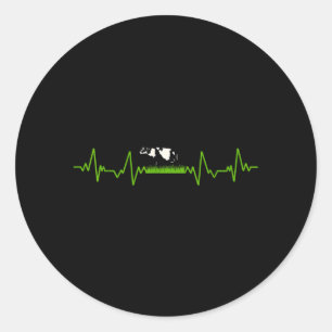 Sticker Rond Vache d'amour Valve EKG Battement de coeur Patient