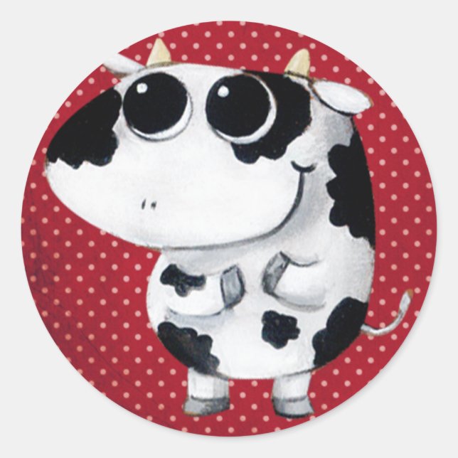 Sticker Rond Vache de bébé mignonne (Devant)