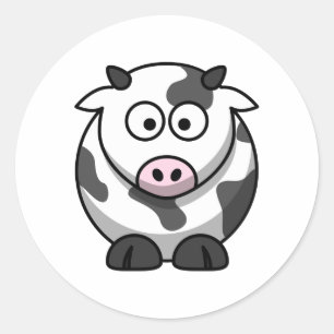 Sticker Rond Vache de dessin animé ronde mignonne