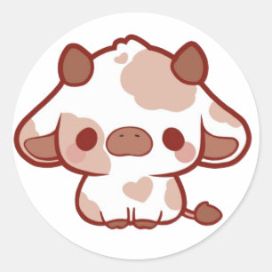 Sticker Rond Vache de Kawaii
