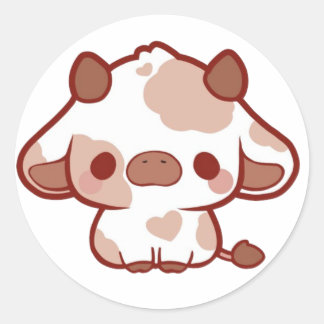 Sticker Rond Vache de Kawaii