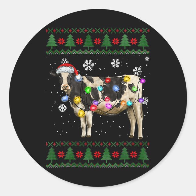 Sticker Rond Vache de Noël Lait Louvain de vache (Devant)