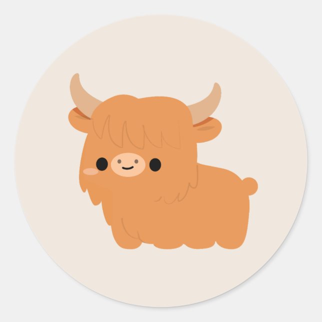 Sticker Rond Vache des Highlands (Devant)