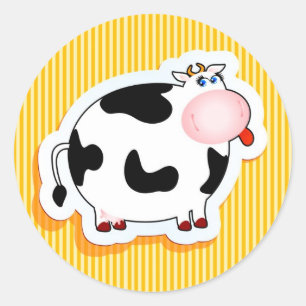 Sticker Rond Vache drôle