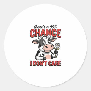 Sticker Rond Vache Drôle Chance Que Je M'en Fiche Vintage