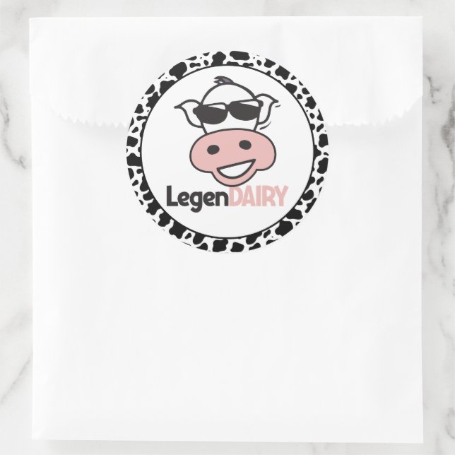 Sticker Rond Vache drôle de jeu de mots (Sac)