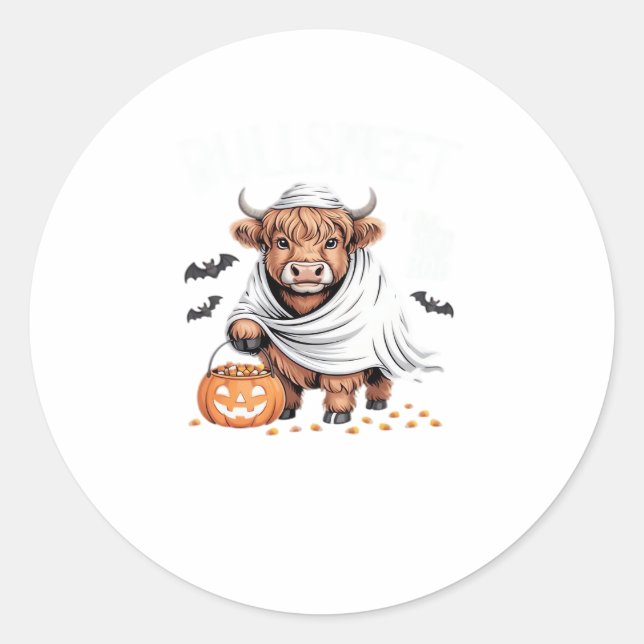 Sticker Rond Vache Drôle Halloween Amoureux des animaux Éffraya (Devant)