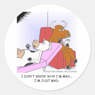 Sticker Rond Vache Folle en Thérapie Cadeaux et Objets de Colle