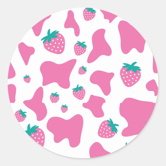 Sticker Rond Vache fraise (Devant)