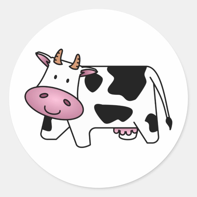 Sticker Rond Vache heureuse (Devant)