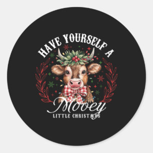 Sticker Rond Vache Highland Vous Avez Un Petit Chrétien Moyeux