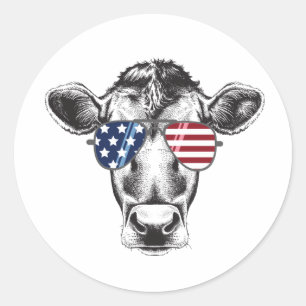Sticker Rond Vache huppée américaine