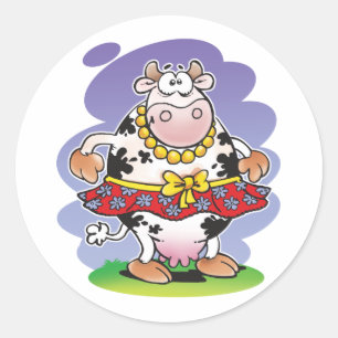 Sticker Rond Vache idiote Matilda