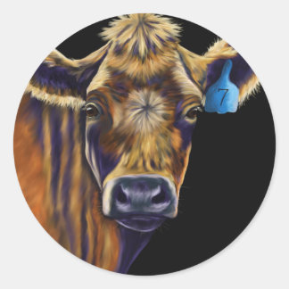 Sticker Rond Vache - Lucky Nombre Sept