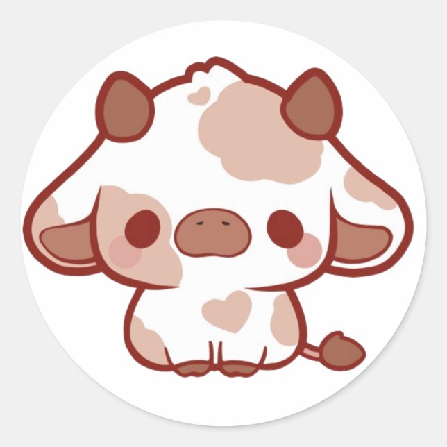 Sticker Rond Vache mignonne (Devant)