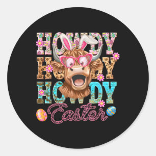 Sticker Rond Vache mignonne de Pâques Vache de Pâques Ouest lap