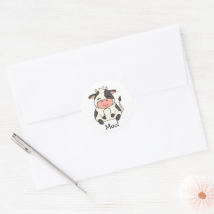 Sticker Rond Vache mignonne Kawaii amicale Meuh !