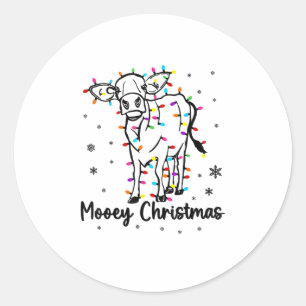 Sticker Rond Vache Moey Noël Arbre clair Funky Noël Neige & C