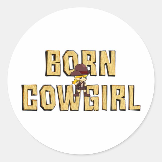 Sticker Rond Vache Née Cowgirl (Devant)