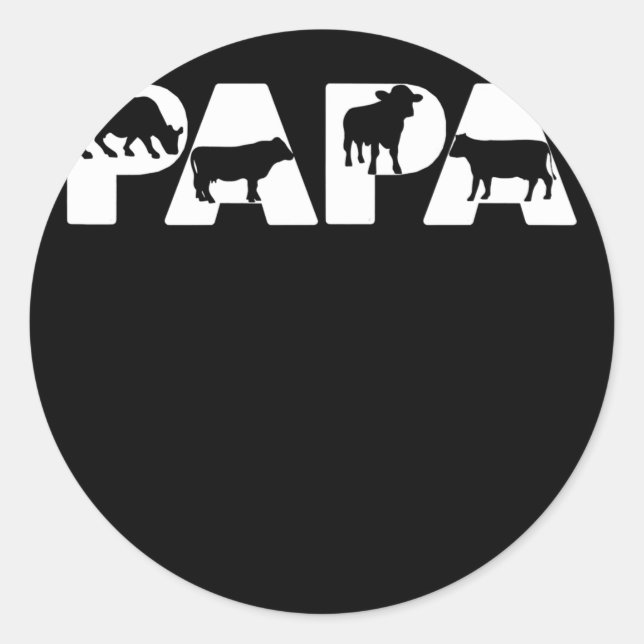 Sticker Rond Vache Papa Funny Papa Vache Père Cadeau (Devant)