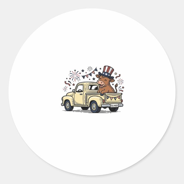Sticker Rond Vache patriotique conception vectorielle camion 4  (Devant)