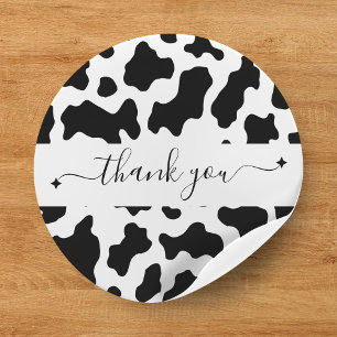Sticker Rond Vache Print Cowgirl Wedding Favor Merci