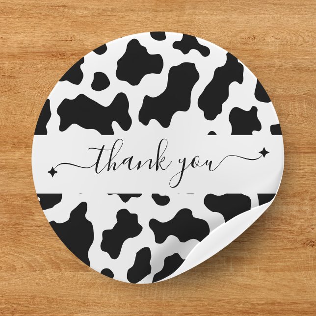 Sticker Rond Vache Print Cowgirl Wedding Favor Merci (Cow Print Cowgirl Wedding Favor Thank You Classic Round Sticker
)