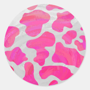 Sticker Rond Vache rose et blanc chaud