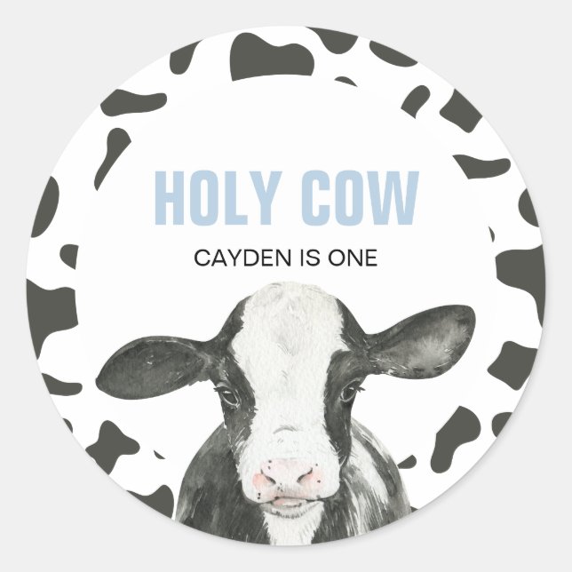 Sticker Rond Vache Sacrée Je suis un Anniversaire Classique Ron (Devant)