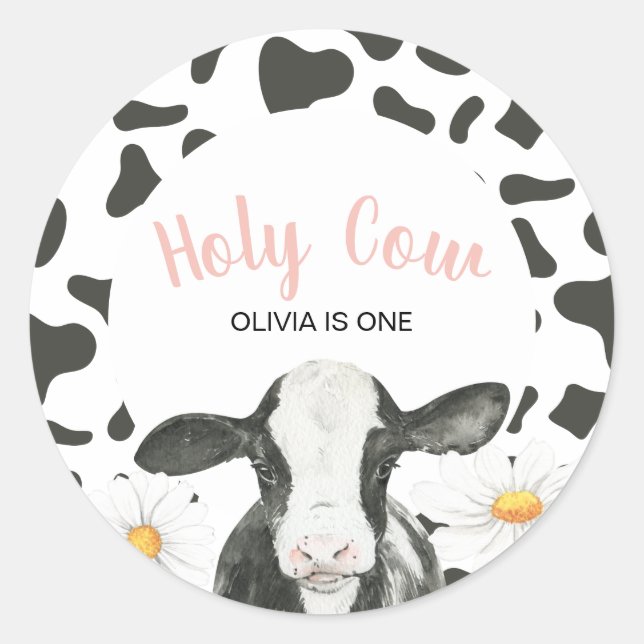 Sticker Rond Vache sacrée, je suis une Daisy (Devant)