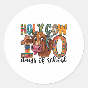 Sticker Rond Vache Sainte 100 Jours De L'École 100E Jour Enseig