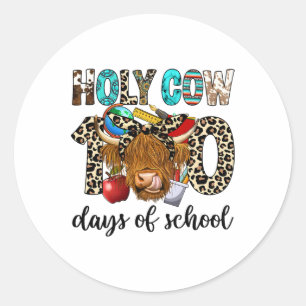 Sticker Rond Vache Sainte 100 Jours De Vache D'École 100E Jour