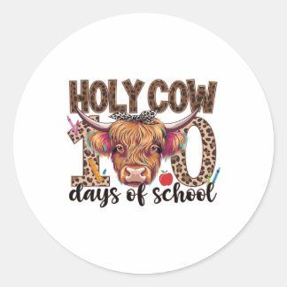 Sticker Rond Vache Sainte 100 Jours D'École 100E Jour Enseigner