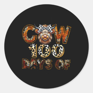 Sticker Rond Vache Sainte 100 Jours D'École 100E Jour Filles En