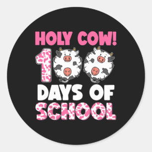Sticker Rond Vache Sainte 100 Jours D'École Joyeux 100E Jour En