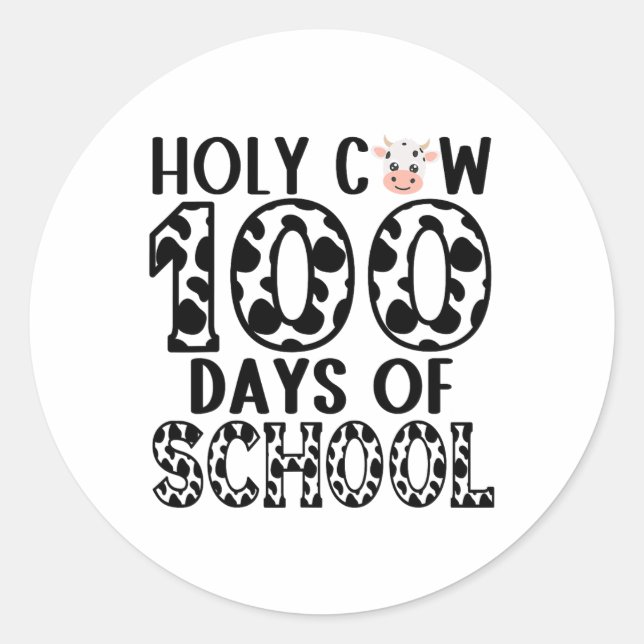 Sticker Rond Vache Sainte 100 Jours D'Enseignants Étudiants Fil (Devant)