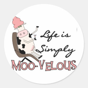 Sticker Rond Vache Simply Tshirts et cadeaux Moo-velous