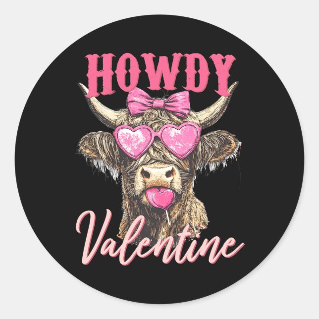 Sticker Rond Vache Valentine Coquette (Devant)